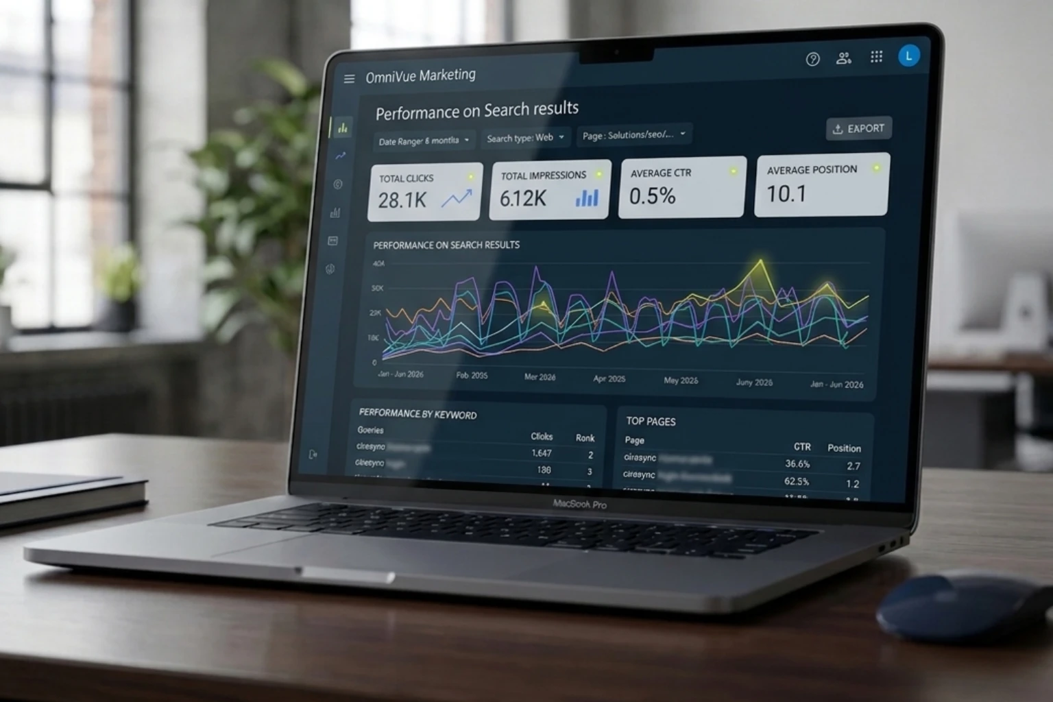 Laptop showing a marketing website